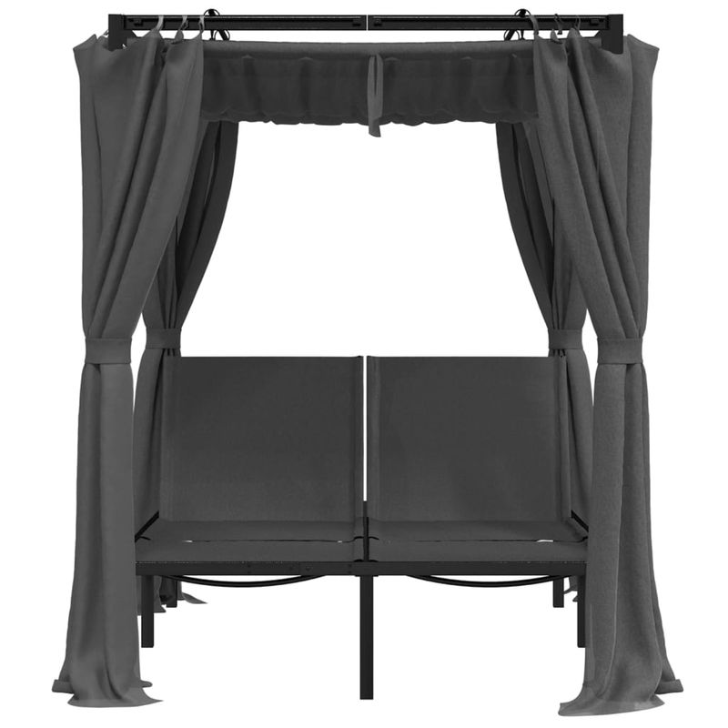 Casa si Gradina - Gradina si terasa - Mobilier exterior - Scaune si sezlonguri gradina - Sezlong dublu cu perdele laterale si superioare, antracit - Infinity.ro