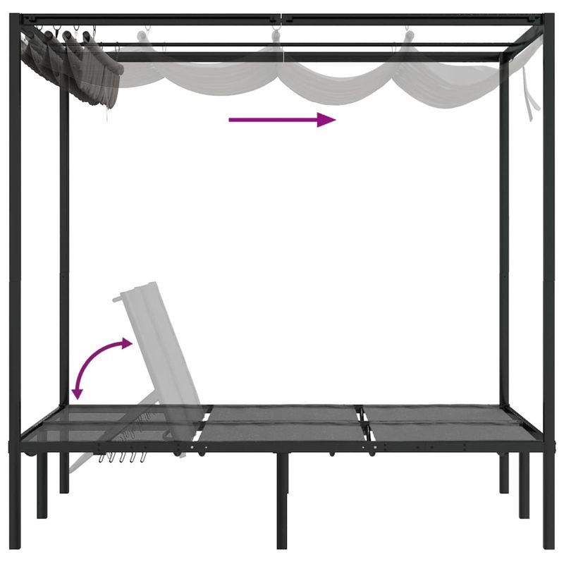 Casa si Gradina - Gradina si terasa - Mobilier exterior - Scaune si sezlonguri gradina - Sezlong dublu cu perdele laterale si superioare, antracit - Infinity.ro