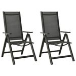 Casa si Gradina - Gradina si terasa - Mobilier exterior - Scaune si sezlonguri gradina - Scaune de gradina pliante, 2 buc., negru, textilena&aluminiu - Infinity.ro