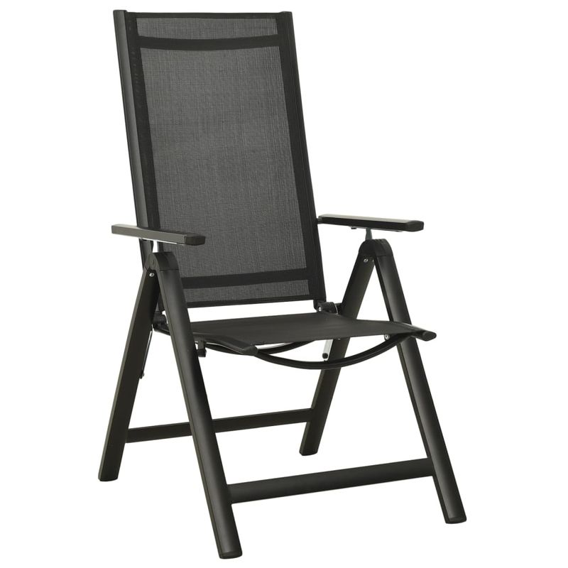 Casa si Gradina - Gradina si terasa - Mobilier exterior - Scaune si sezlonguri gradina - Scaune de gradina pliante, 2 buc., negru, textilena&aluminiu - Infinity.ro