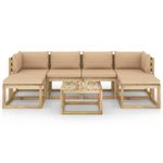 Casa si Gradina - Gradina si terasa - Mobilier exterior - Seturi mobila gradina - Set mobilier de gradina cu perne, 7 piese, lemn de pin tratat - Infinity.ro