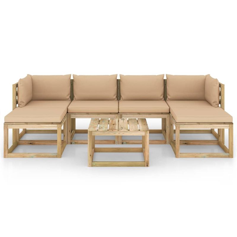 Casa si Gradina - Gradina si terasa - Mobilier exterior - Seturi mobila gradina - Set mobilier de gradina cu perne, 7 piese, lemn de pin tratat - Infinity.ro