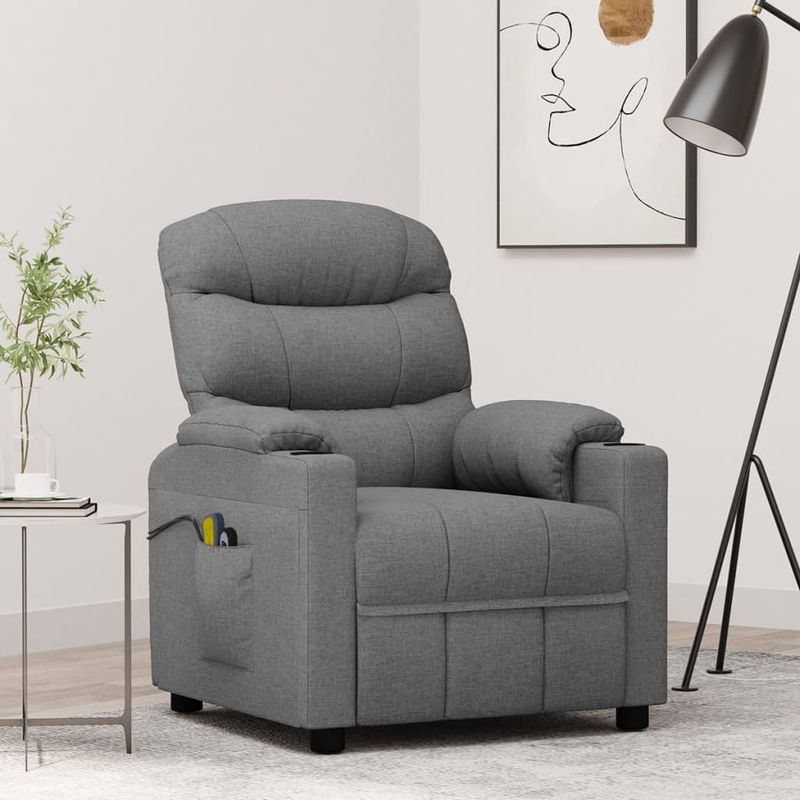 Ingrijire personala si Cosmetice - Sanatate si wellness - Articole wellness - Fotolii de masaj - Fotoliu de masaj electric rabatabil, gri deschis, textil - Infinity.ro