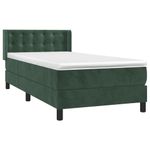 Casa si Gradina - Mobilier - Paturi si accesorii - Paturi - Pat box spring cu saltea, verde inchis, 100x200 cm, catifea - Infinity.ro