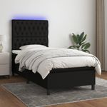 Casa si Gradina - Mobilier - Paturi si accesorii - Paturi - Pat cu arcuri, saltea si LED, negru, 80x200 cm, textil - Infinity.ro