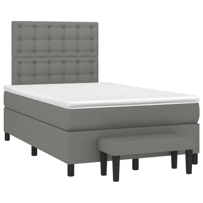 Casa si Gradina - Mobilier - Paturi si accesorii - Paturi - Pat box spring cu saltea, gri inchis, 120x200 cm, textil - Infinity.ro