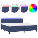 Casa si Gradina - Mobilier - Paturi si accesorii - Paturi - Pat cu arcuri, saltea si LED, albastru, 200x200 cm, textil - Infinity.ro