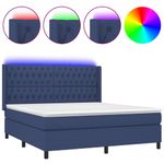 Casa si Gradina - Mobilier - Paturi si accesorii - Paturi - Pat cu arcuri, saltea si LED, albastru, 180x200 cm, textil - Infinity.ro