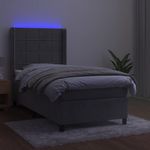 Casa si Gradina - Mobilier - Paturi si accesorii - Paturi - Pat cu arcuri, saltea si LED, gri deschis, 90x200 cm, catifea - Infinity.ro