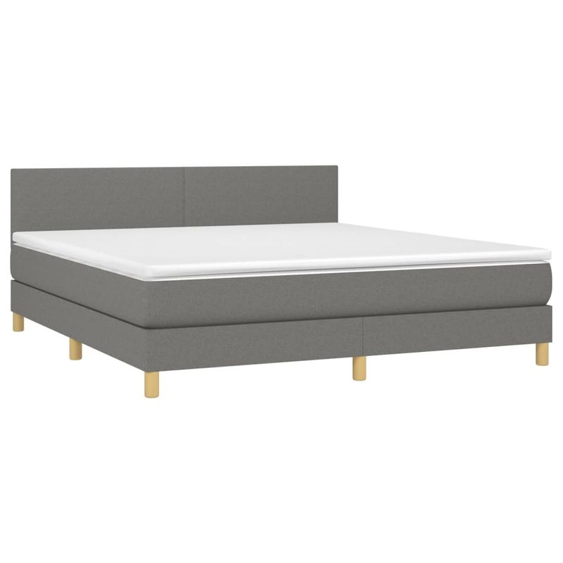 Casa si Gradina - Mobilier - Paturi si accesorii - Paturi - Pat cu arcuri, saltea si LED, gri inchis, 180x200 cm, textil - Infinity.ro