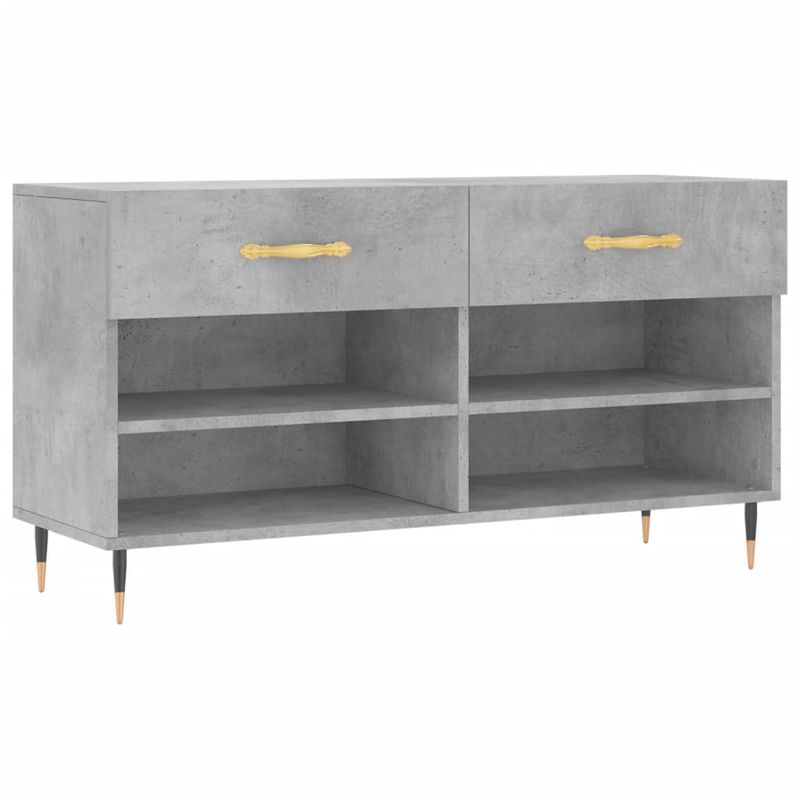 Casa si Gradina - Mobilier - Organizare si depozitare - Organizator incaltaminte - Bancheta pantofar, gri beton, 102x35x55 cm, lemn prelucrat - Infinity.ro