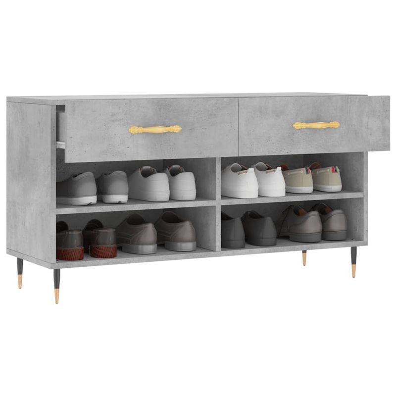Casa si Gradina - Mobilier - Organizare si depozitare - Organizator incaltaminte - Bancheta pantofar, gri beton, 102x35x55 cm, lemn prelucrat - Infinity.ro