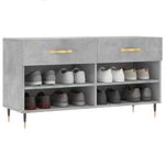Casa si Gradina - Mobilier - Organizare si depozitare - Organizator incaltaminte - Bancheta pantofar, gri beton, 102x35x55 cm, lemn prelucrat - Infinity.ro