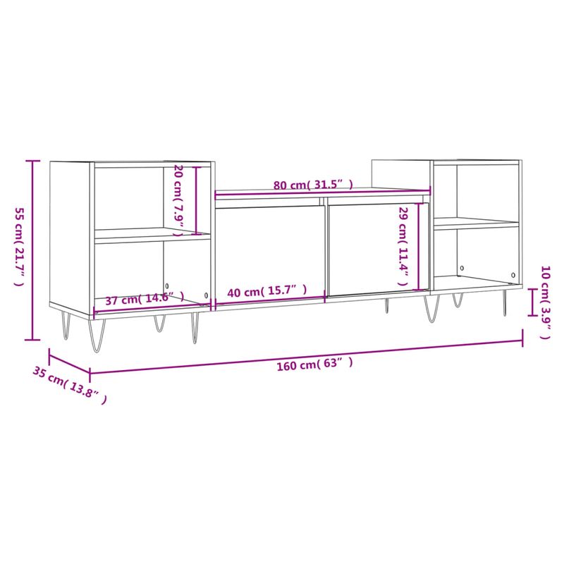 Casa si Gradina - Mobilier - Comode si corpuri - Comode - Comoda TV, gri beton, 160x35x55 cm, lemn prelucrat - Infinity.ro