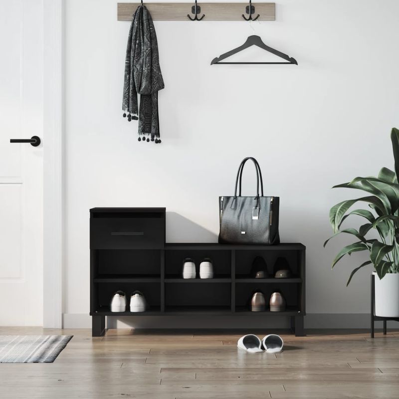 Casa si Gradina - Mobilier - Organizare si depozitare - Organizator incaltaminte - Pantofar, negru, 102x36x60 cm, lemn compozit - Infinity.ro