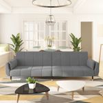 Casa si Gradina - Mobilier - Canapele si coltare - Canapele - Canapea extensibila cu 2 locuri, 2 perne, gri deschis, catifea - Infinity.ro