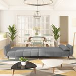 Casa si Gradina - Mobilier - Canapele si coltare - Canapele - Canapea extensibila cu 2 locuri, 2 perne, gri deschis, catifea - Infinity.ro