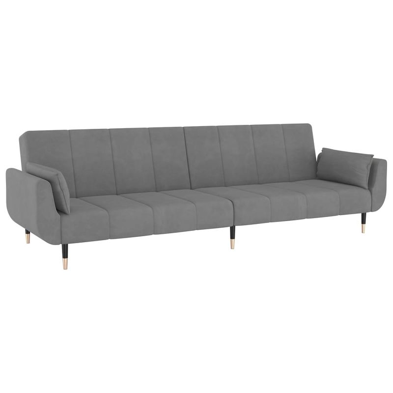Casa si Gradina - Mobilier - Canapele si coltare - Canapele - Canapea extensibila cu 2 locuri, 2 perne, gri deschis, catifea - Infinity.ro