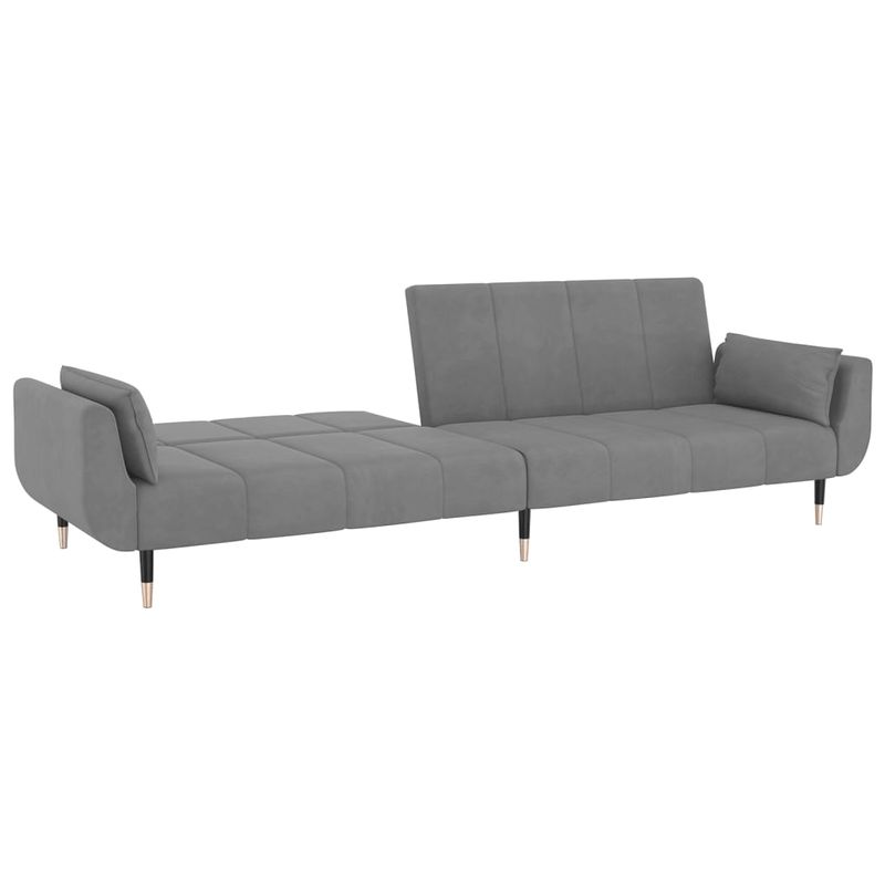 Casa si Gradina - Mobilier - Canapele si coltare - Canapele - Canapea extensibila cu 2 locuri, 2 perne, gri deschis, catifea - Infinity.ro