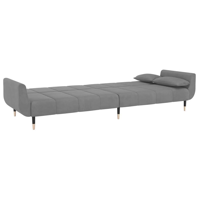 Casa si Gradina - Mobilier - Canapele si coltare - Canapele - Canapea extensibila cu 2 locuri, 2 perne, gri deschis, catifea - Infinity.ro