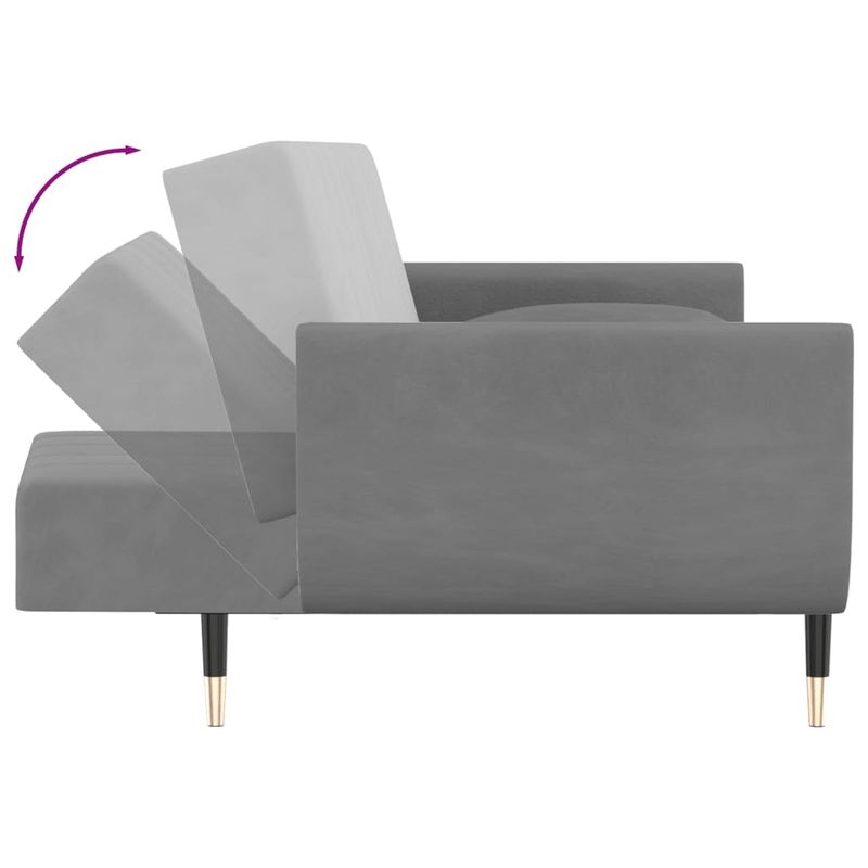 Casa si Gradina - Mobilier - Canapele si coltare - Canapele - Canapea extensibila cu 2 locuri, 2 perne, gri deschis, catifea - Infinity.ro