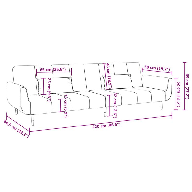 Casa si Gradina - Mobilier - Canapele si coltare - Canapele - Canapea extensibila cu 2 locuri, 2 perne, gri deschis, catifea - Infinity.ro