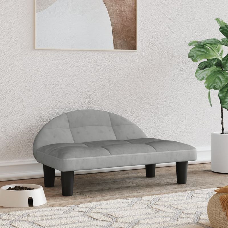 Petshop - Accesorii petshop - Culcusuri si custi - Culcusuri si saltele - Pat de caini, gri deschis, 70x52x30 cm, catifea - Infinity.ro