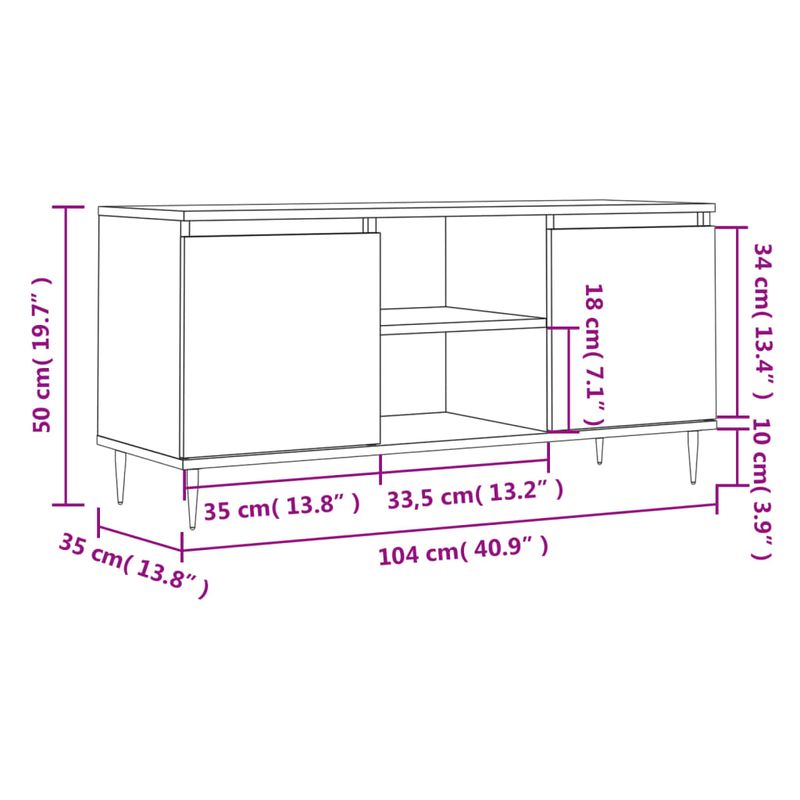 Casa si Gradina - Mobilier - Comode si corpuri - Comode - Comoda TV, stejar fumuriu, 104x35x50 cm, lemn compozit - Infinity.ro