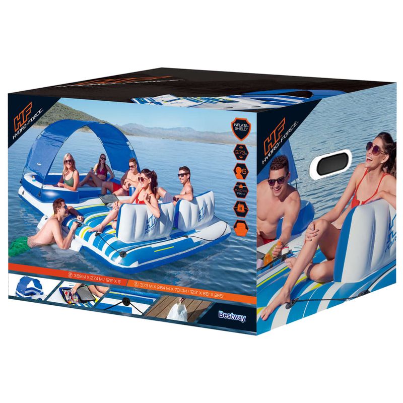 Jucarii, Copii si Bebe - Jucarii si jocuri - Jucarii de exterior - Saltele si mingi pentru plaja - Bestway Insula plutitoare Tropical Breeze, 389 x 274 cm, 43105 - Infinity.ro