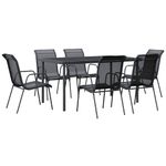Casa si Gradina - Gradina si terasa - Mobilier exterior - Seturi mobila gradina - Set mobilier de gradina, 7 piese, negru, otel si textilena - Infinity.ro