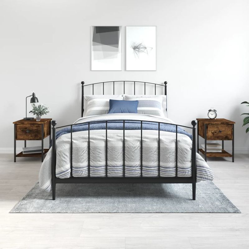 Casa si Gradina - Mobilier - Comode si corpuri - Noptiere - Noptiere, 2 buc., stejar fumuriu, 34x35,5x45 cm, lemn compozit - Infinity.ro