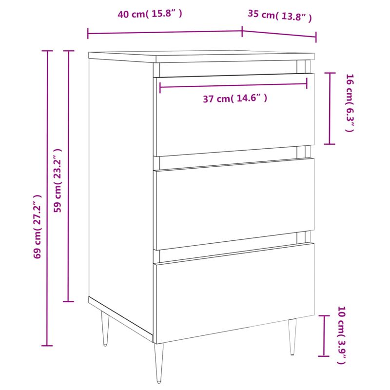 Casa si Gradina - Mobilier - Comode si corpuri - Noptiere - Noptiere, 2 buc., gri beton, 40x35x69 cm, lemn compozit - Infinity.ro