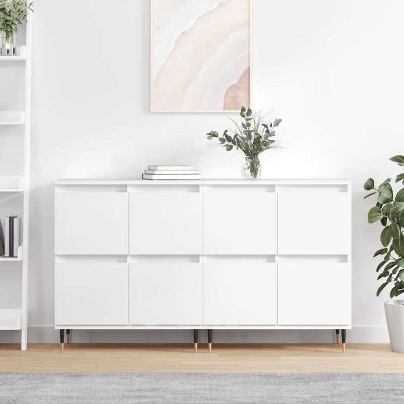 Casa si Gradina - Mobilier - Comode si corpuri - Comode - Servante, 2 piese, alb extralucios, lemn prelucrat - Infinity.ro