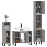 Casa si Gradina - Mobilier - Seturi de mobilier - Seturi baie - Set mobilier de baie, 3 piese, gri sonoma, lemn prelucrat - Infinity.ro