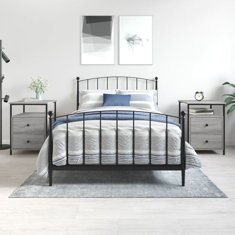 Casa si Gradina - Mobilier - Comode si corpuri - Noptiere - Noptiere, 2 buc., gri sonoma, 44x45x60 cm, lemn compozit - Infinity.ro