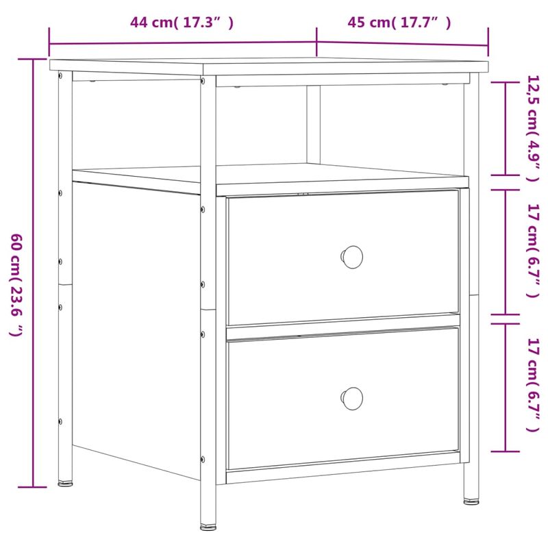 Casa si Gradina - Mobilier - Comode si corpuri - Noptiere - Noptiere, 2 buc., gri sonoma, 44x45x60 cm, lemn compozit - Infinity.ro