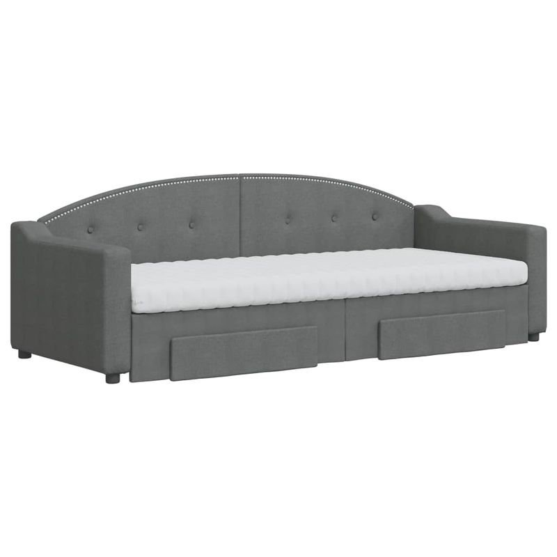 Casa si Gradina - Mobilier - Paturi si accesorii - Paturi - Pat de zi cu extensie si sertare, gri inchis, 80x200 cm textil - Infinity.ro