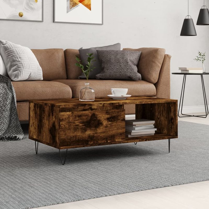 Casa si Gradina - Mobilier - Mese si birouri - Masute de cafea - Masuta de cafea, stejar fumuriu, 90x50x36,5 cm, lemn prelucrat - Infinity.ro