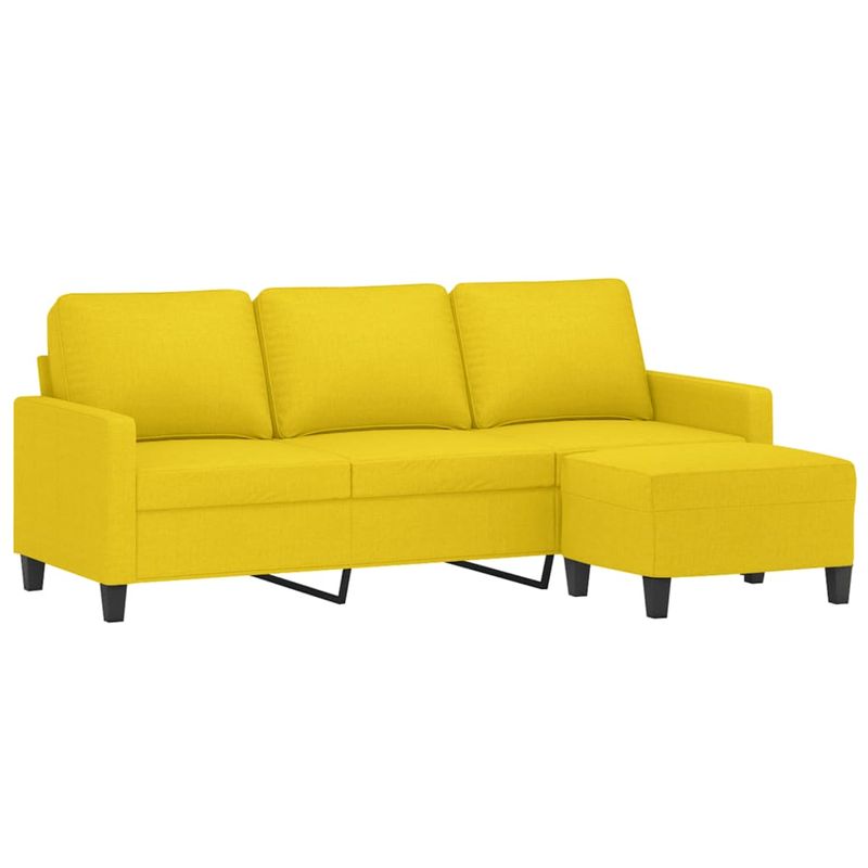 Casa si Gradina - Mobilier - Canapele si coltare - Canapele - Canapea cu 3 locuri si taburet, galben deschis, 180 cm, textil - Infinity.ro