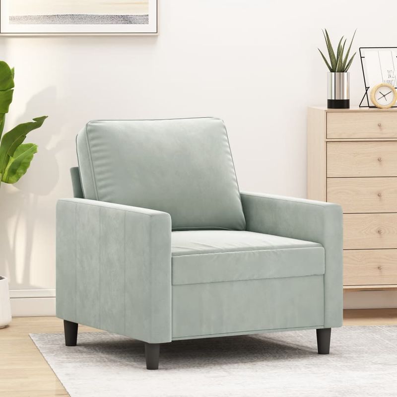 Casa si Gradina - Mobilier - Scaune si fotolii - Fotolii - Fotoliu canapea, gri deschis, 60 cm, catifea - Infinity.ro