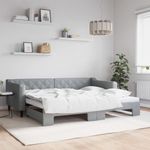 Casa si Gradina - Mobilier - Paturi si accesorii - Paturi - Pat de zi cu extensie, gri deschis, 90x200 cm, textil - Infinity.ro