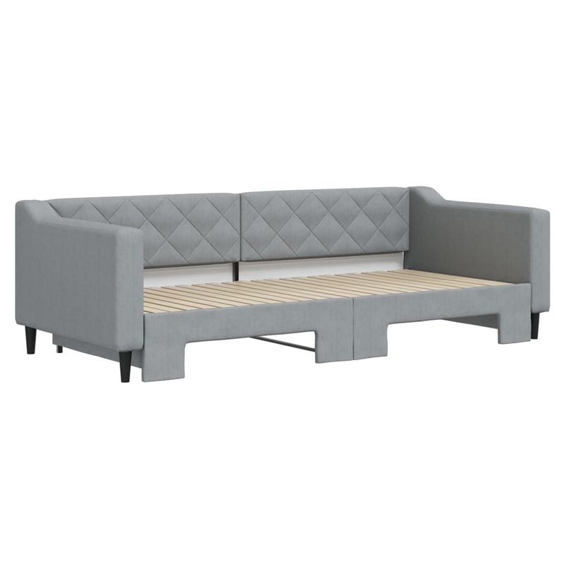 Casa si Gradina - Mobilier - Paturi si accesorii - Paturi - Pat de zi cu extensie, gri deschis, 90x200 cm, textil - Infinity.ro
