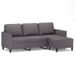 Casa si Gradina - Mobilier - Canapele si coltare - Canapele - Canapea cu 3 locuri si taburet, gri, 180 cm, piele ecologica - Infinity.ro