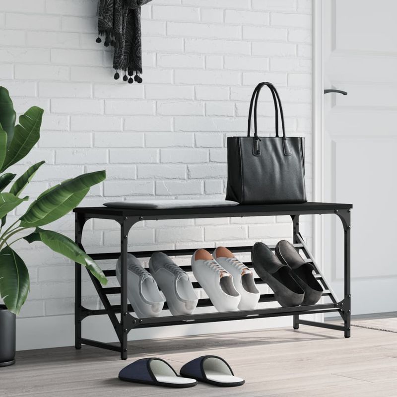 Casa si Gradina - Mobilier - Organizare si depozitare - Organizator incaltaminte - Suport pantofi, negru, 90x30x45 cm, lemn prelucrat - Infinity.ro