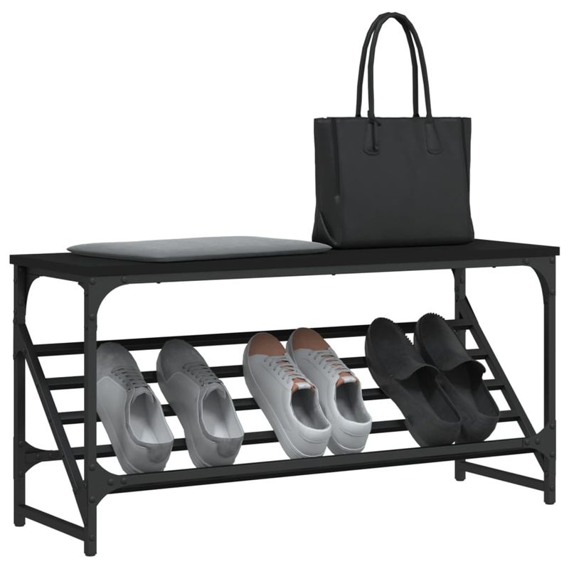 Casa si Gradina - Mobilier - Organizare si depozitare - Organizator incaltaminte - Suport pantofi, negru, 90x30x45 cm, lemn prelucrat - Infinity.ro
