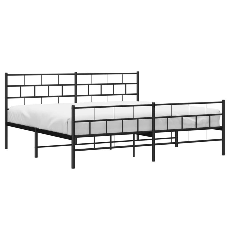 Casa si Gradina - Mobilier - Paturi si accesorii - Paturi - Cadru pat metalic cu tablii de cap/picioare, negru, 193x203 cm - Infinity.ro