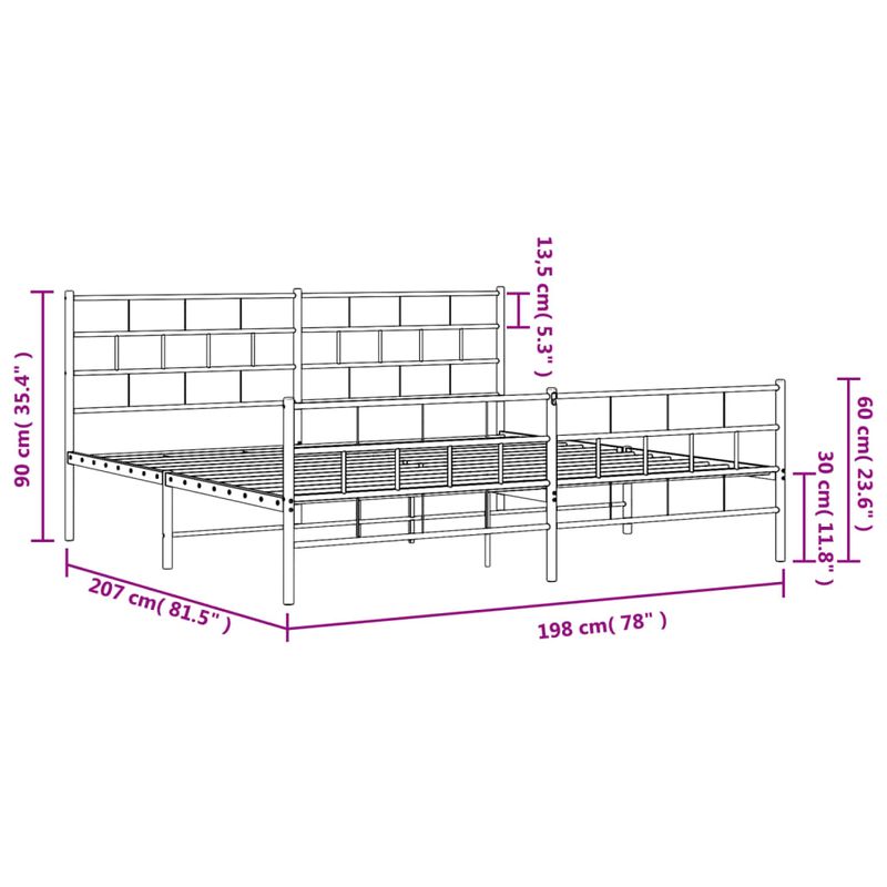 Casa si Gradina - Mobilier - Paturi si accesorii - Paturi - Cadru pat metalic cu tablii de cap/picioare, negru, 193x203 cm - Infinity.ro
