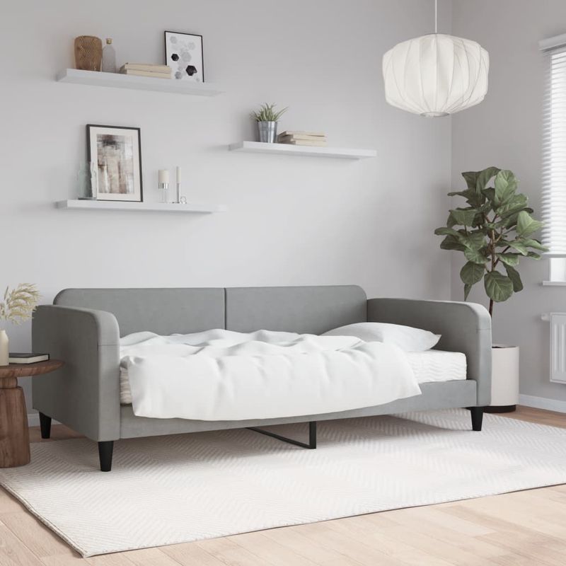 Casa si Gradina - Mobilier - Paturi si accesorii - Paturi - Pat de zi cu saltea, gri deschis, 100x200 cm, textil - Infinity.ro