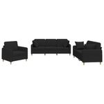 Casa si Gradina - Mobilier - Seturi de mobilier - Seturi living - Set de canapele cu perne, 3 piese, negru, textil - Infinity.ro