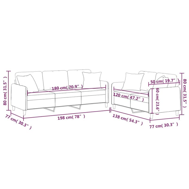 Casa si Gradina - Mobilier - Seturi de mobilier - Seturi living - Set de canapele cu perne, 2 piese, negru, material textil - Infinity.ro